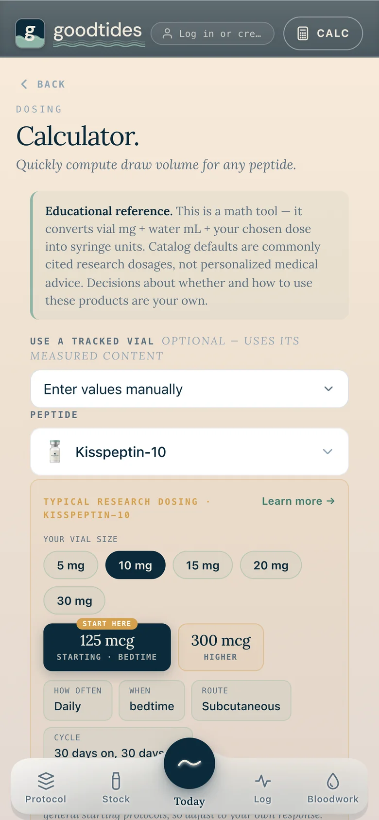 goodtides — the dose calculator