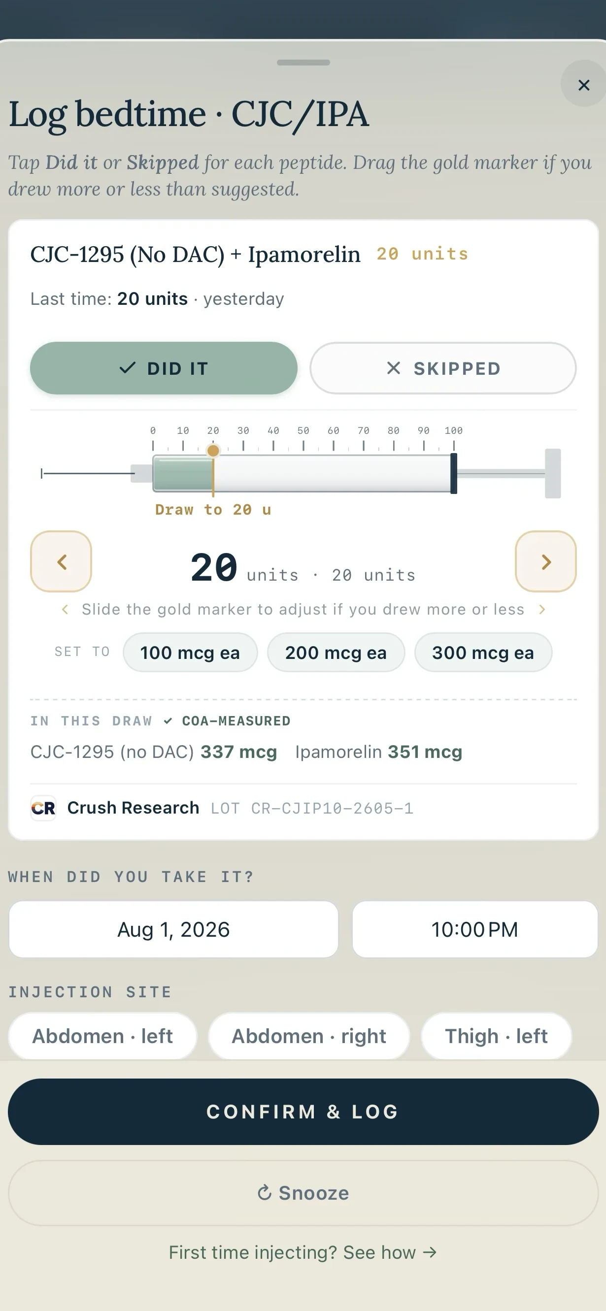 goodtides — the exact draw computed from your vial&rsquo;s lab-tested mg