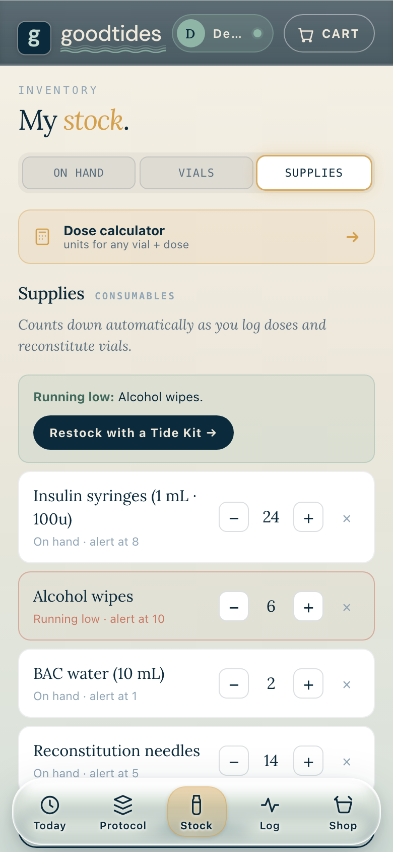 Stock and supplies