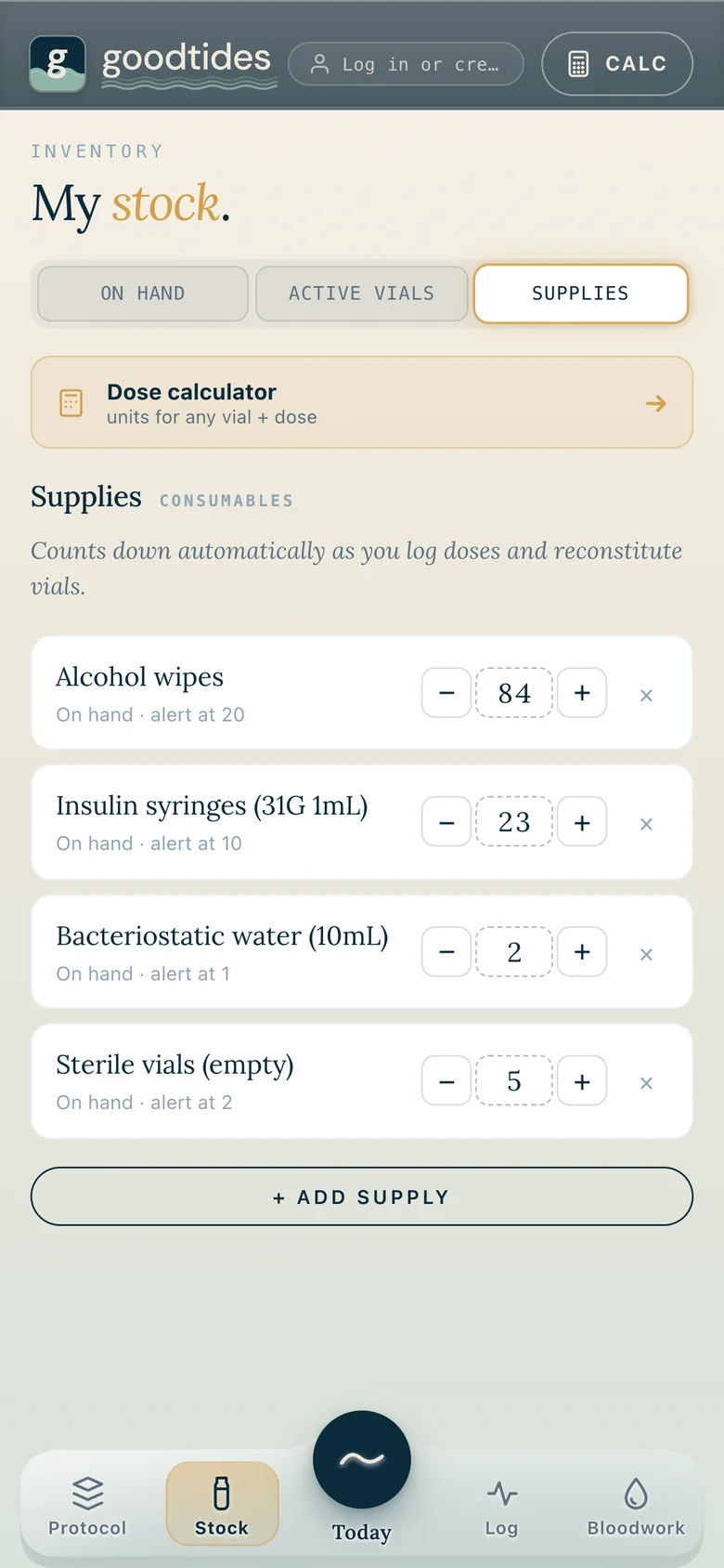 Supplies that count down