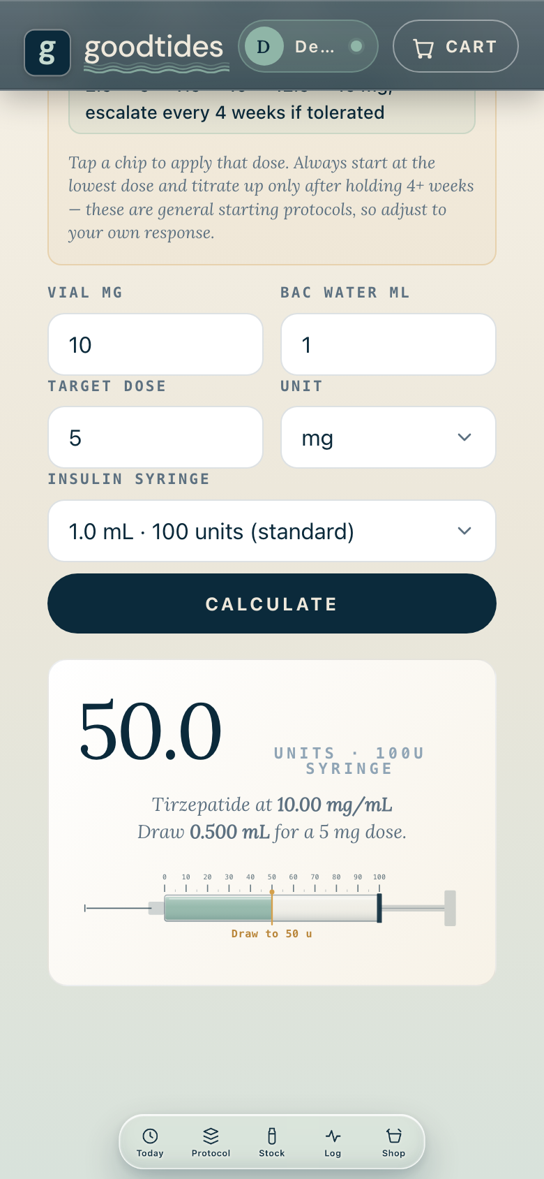 Calculator result with syringe