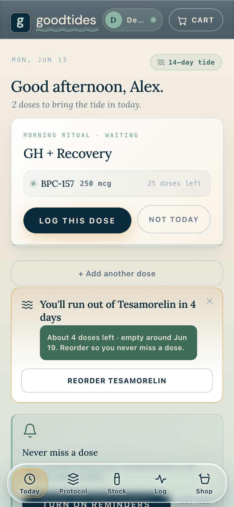 Goodtides Companion — Today screen