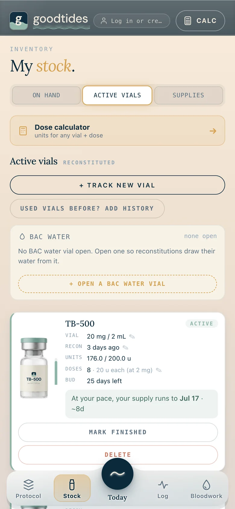 goodtides — vials linked to their lab certificate